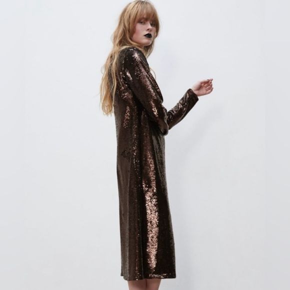 NWT ZARA SEQUIN KNIT DRESS SIZE SMALL - Picture 9 of 12